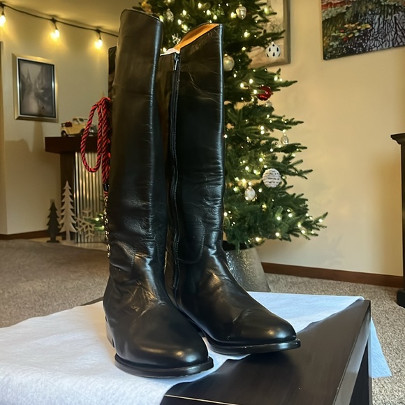 Safari Exotic Leather black studded heeled riding boots women size 9.5 - Picture 3 of 16